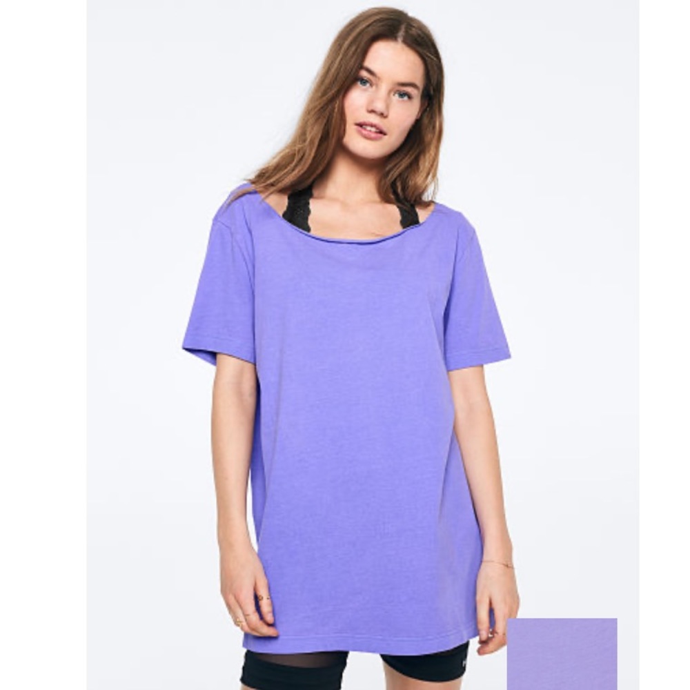 PINK off the shoulder campus tee